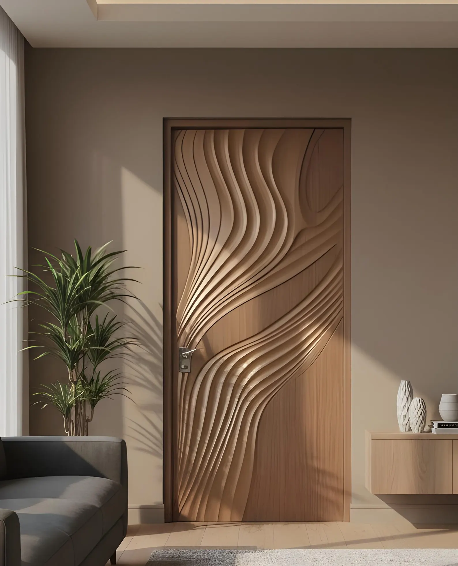 Hand-Carved Teak Wood Entrance Door - Sagwan MKH KRAFTS - Elegant Design Customization Available