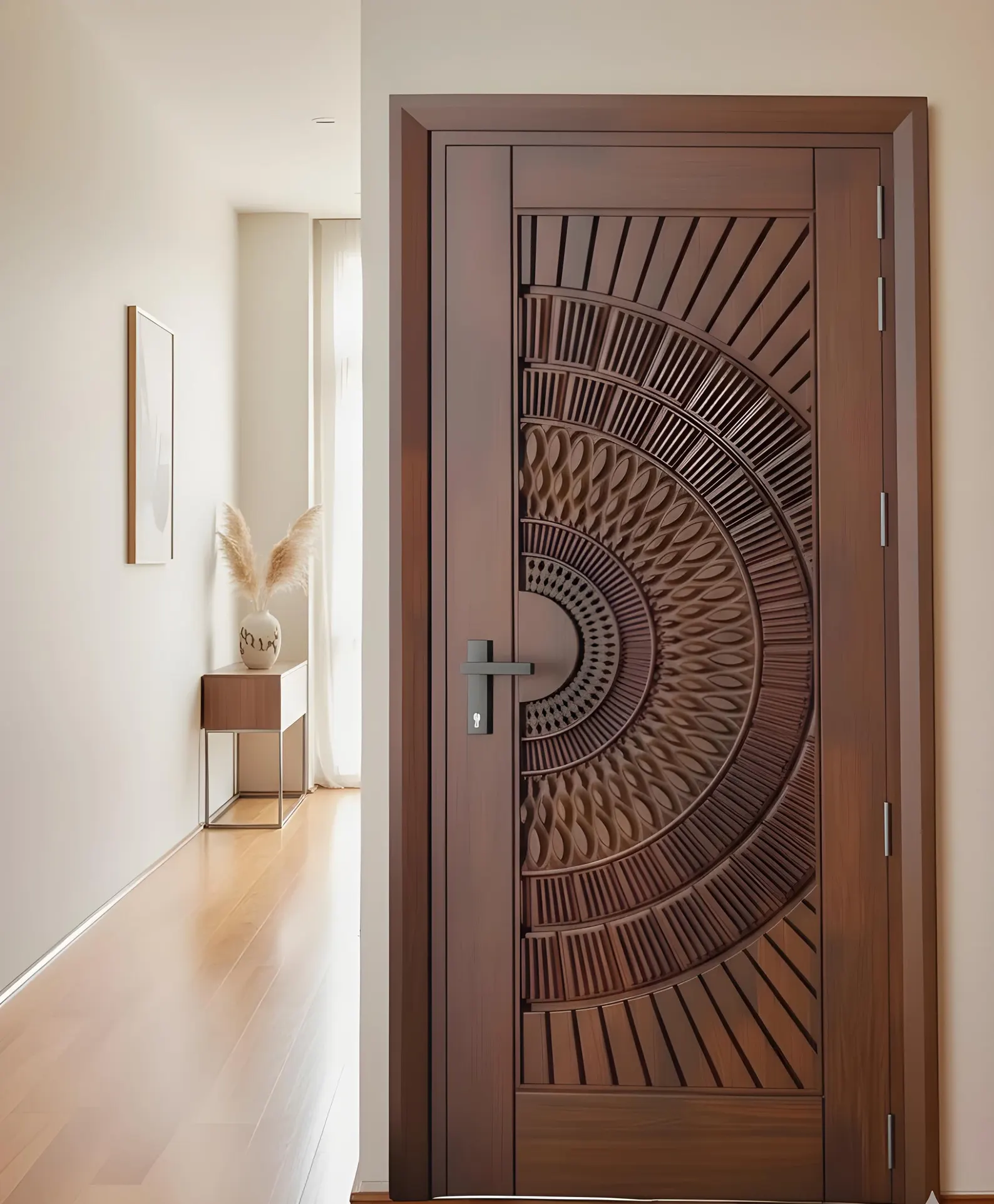 Hand-Carved Teak Wood Entrance Door - Sagwan MKH KRAFTS - Elegant Design