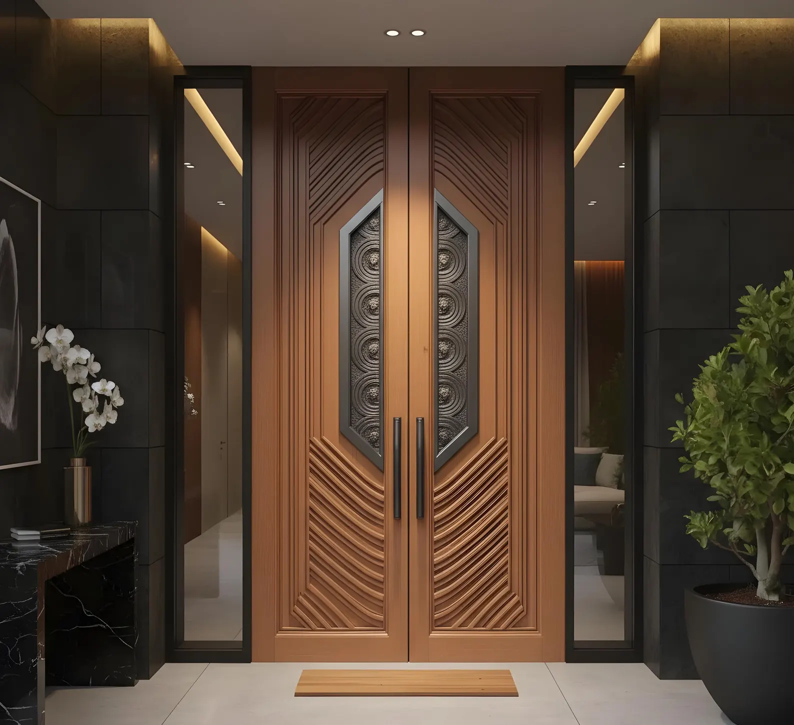 Hand-Carved Teak Wood Entrance Door Sagwan MKH KRAFTS - Elegant Design Customization Available - Image 5