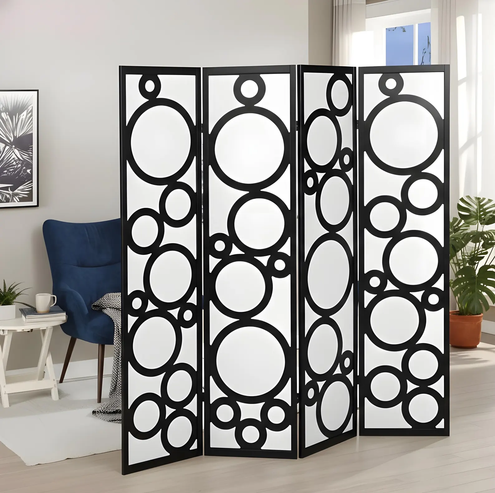 Handcrafted Wooden Room Divider Partition 6 ft Foldable Privacy Screen Customizable