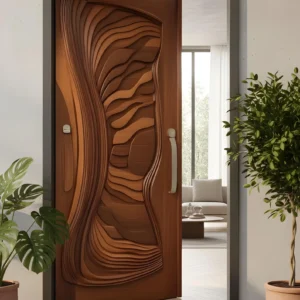 Hand-Carved Teak Wood Entrance Door: Elegant Sagwan Wooden Gate