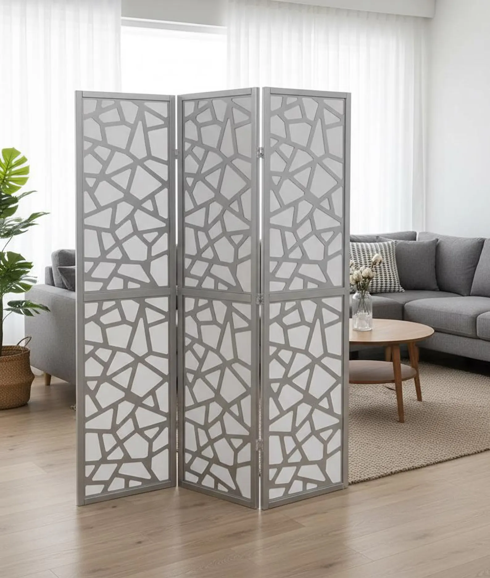 Handcrafted Wooden Room Divider Partition 6 ft Foldable Privacy Screen Customizable - Image 2
