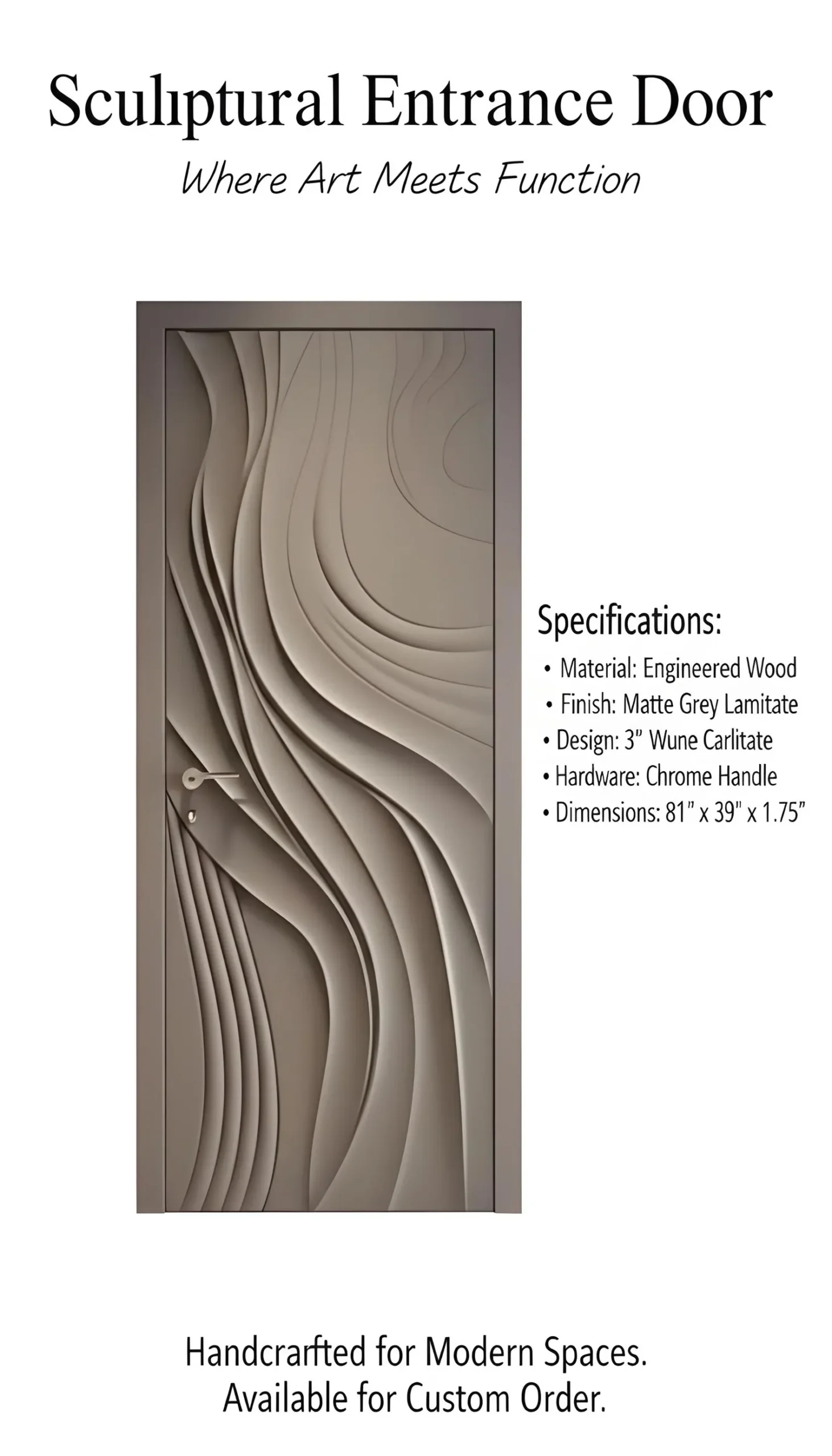 Hand-Carved Teak Wood Entrance Door Grey - Sagwan MKH KRAFTS - Elegant Design Customizable - Image 3