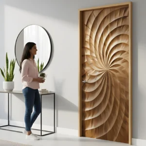 Hand-Carved Teak Wood Entrance Door - Sagwan MKH KRAFTS - Elegant Design