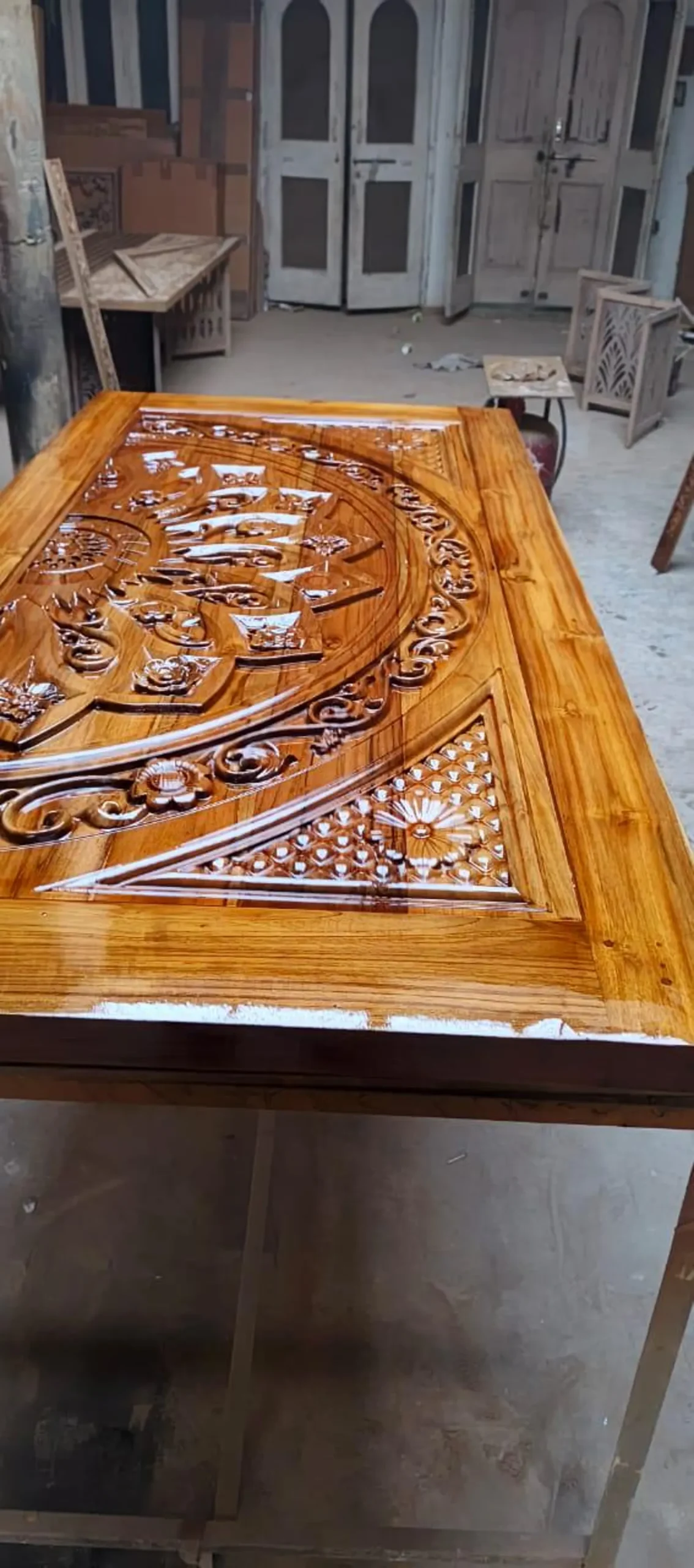 Hand Carved Wooden Main Door Luxury Solid Wood Entrance Door Custom Size - Image 3