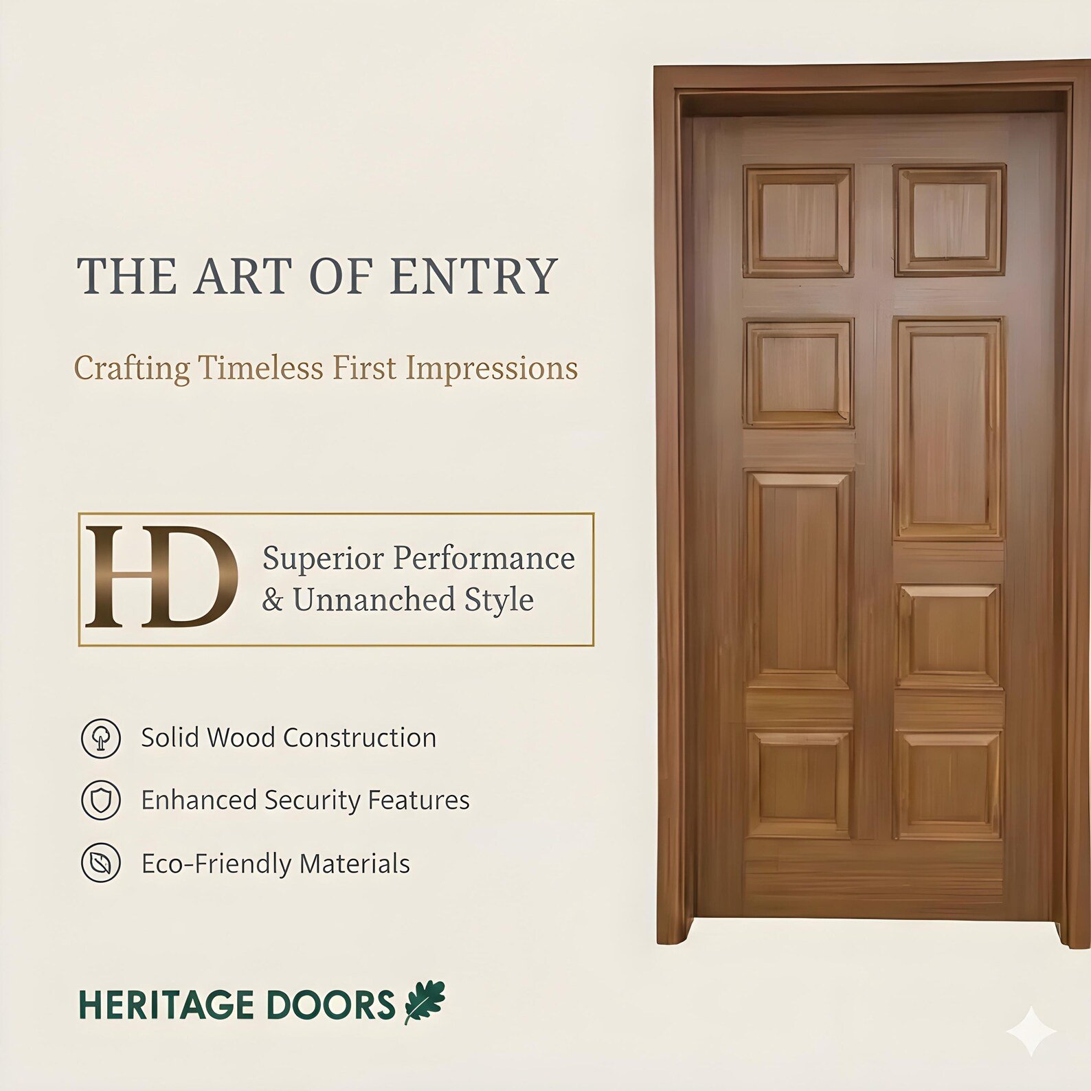 Hand-Carved Teak Wood Entrance Door - Sagwan MKH KRAFTS - Elegant Design - Image 3