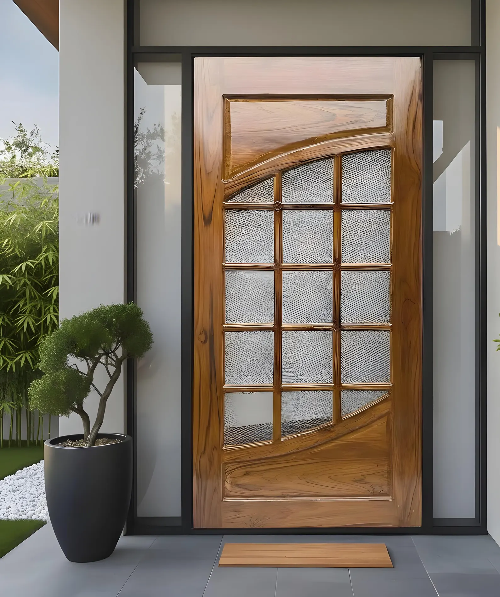 Hand-Carved Teak Wood Entrance Door: Elegant Sagwan Wooden Gate - Image 2