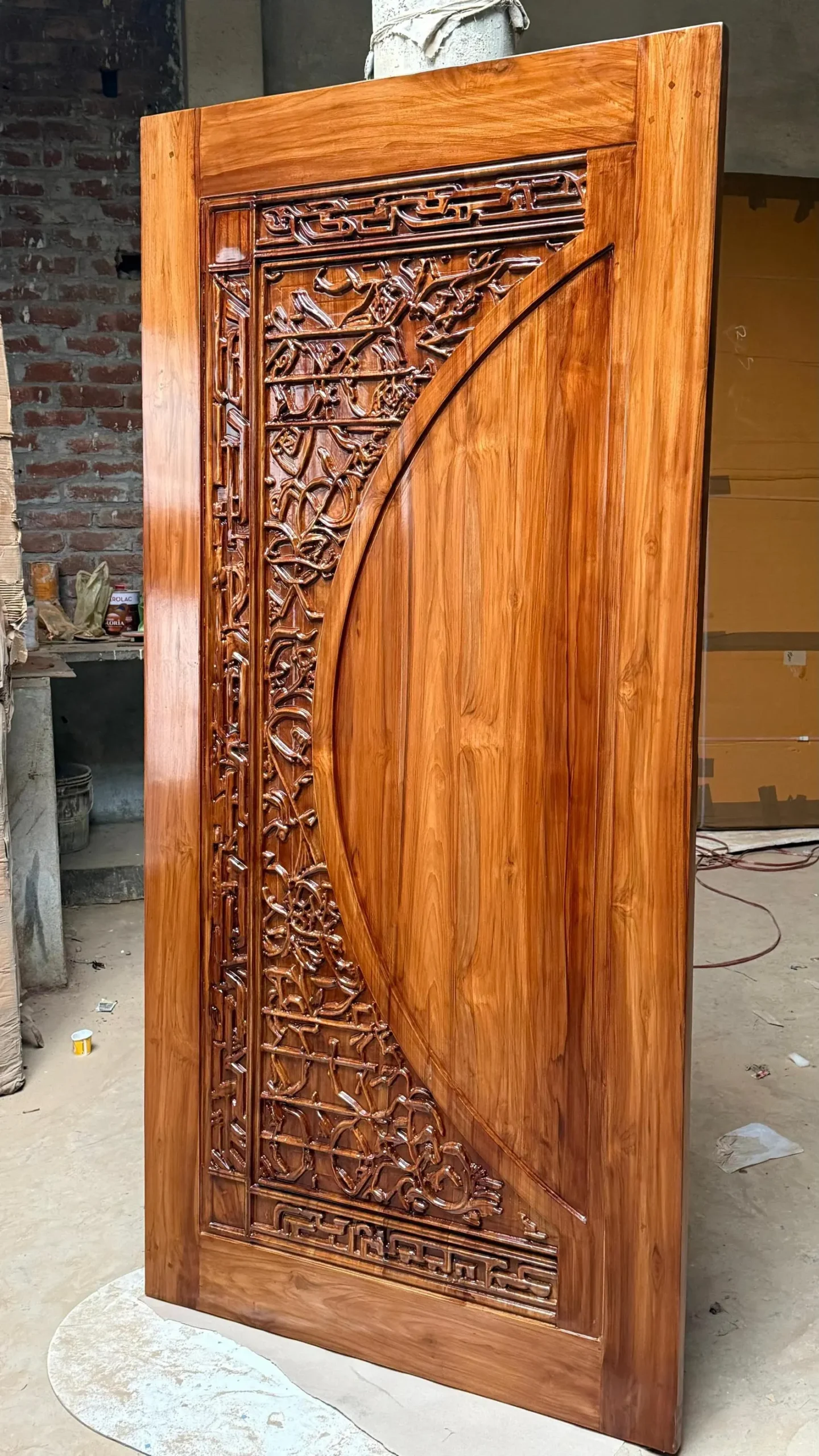 Hand-Carved Teak Wood Entrance Door Sagwan Elegant Design Customization Available - Image 5