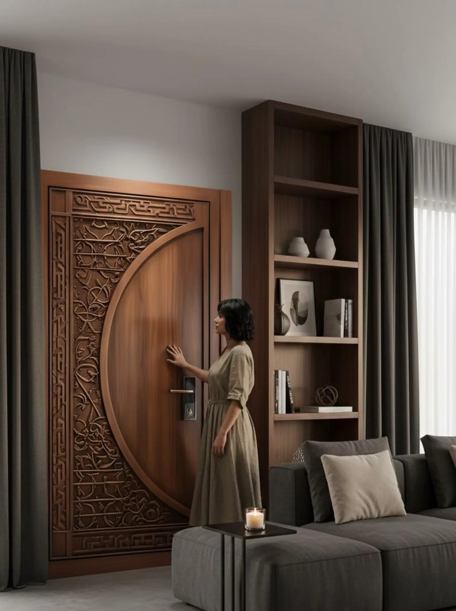Hand-Carved Teak Wood Entrance Door Sagwan Elegant Design Customization Available