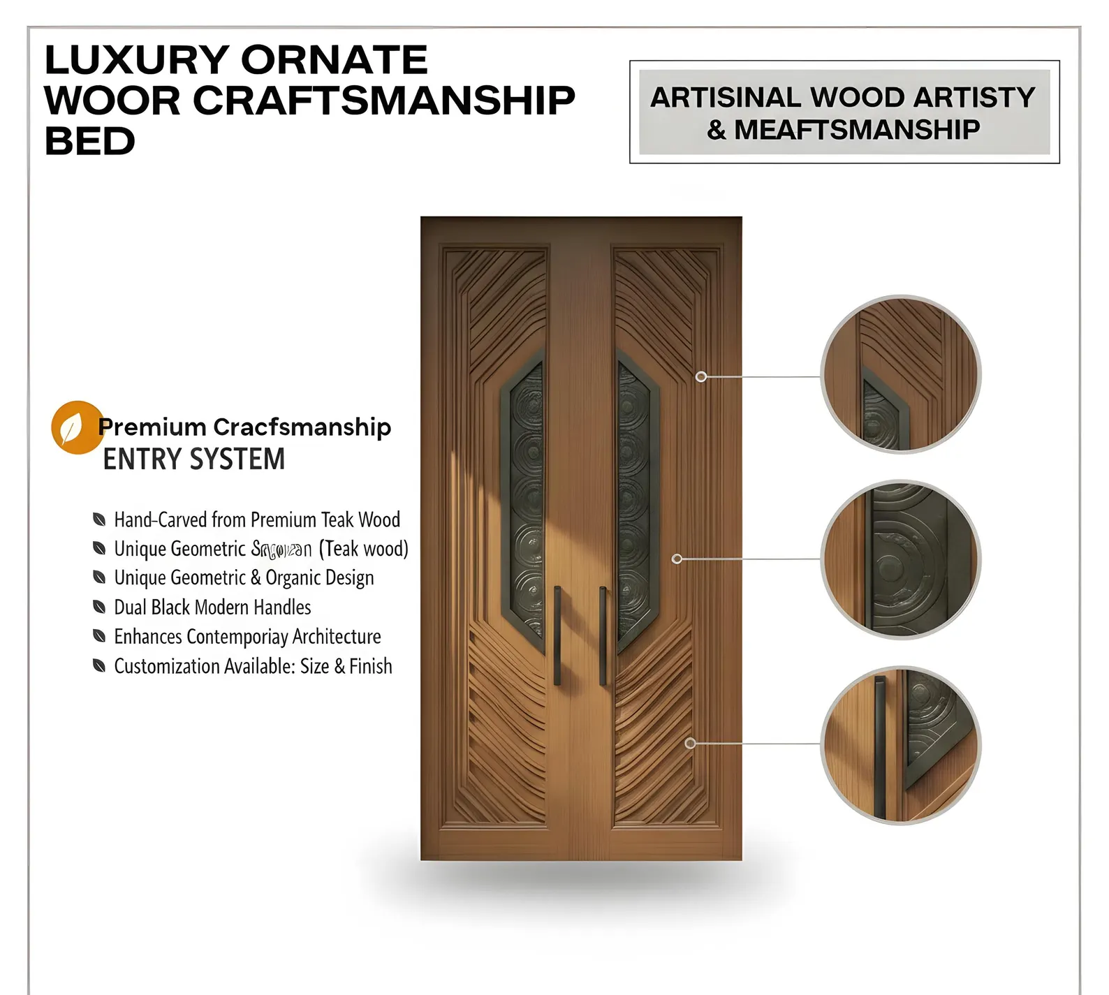 Hand-Carved Teak Wood Entrance Door Sagwan MKH KRAFTS - Elegant Design Customization Available - Image 6
