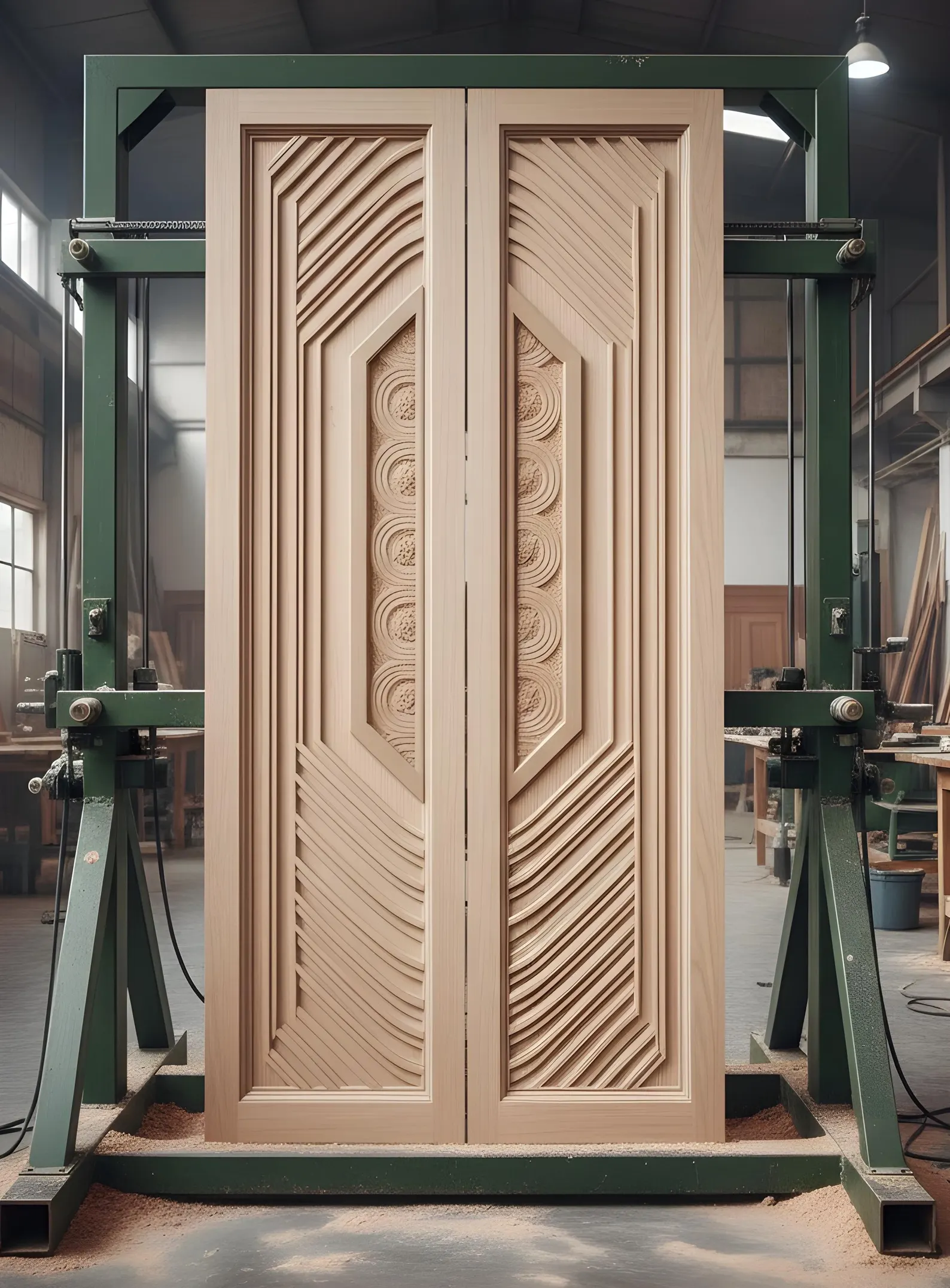 Hand-Carved Teak Wood Double Door: Elegant Sagwan Entrance - Image 6