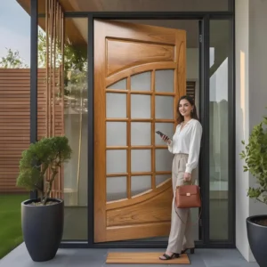 Hand-Carved Teak Wood Entrance Door: Elegant Sagwan Wooden Gate