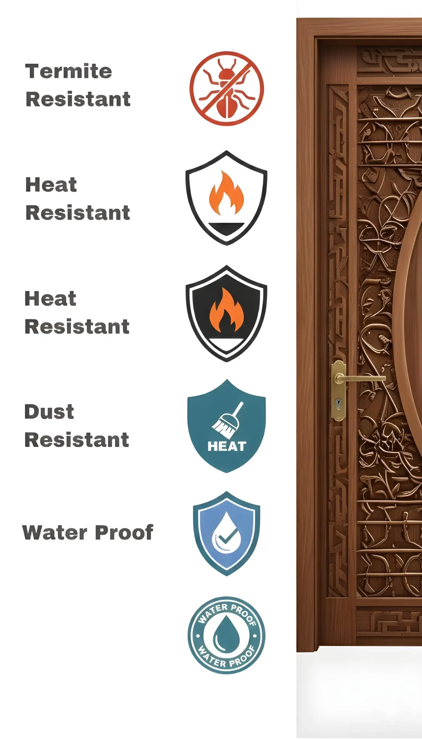 Hand-Carved Teak Wood Entrance Door Sagwan Elegant Design Customization Available - Image 3
