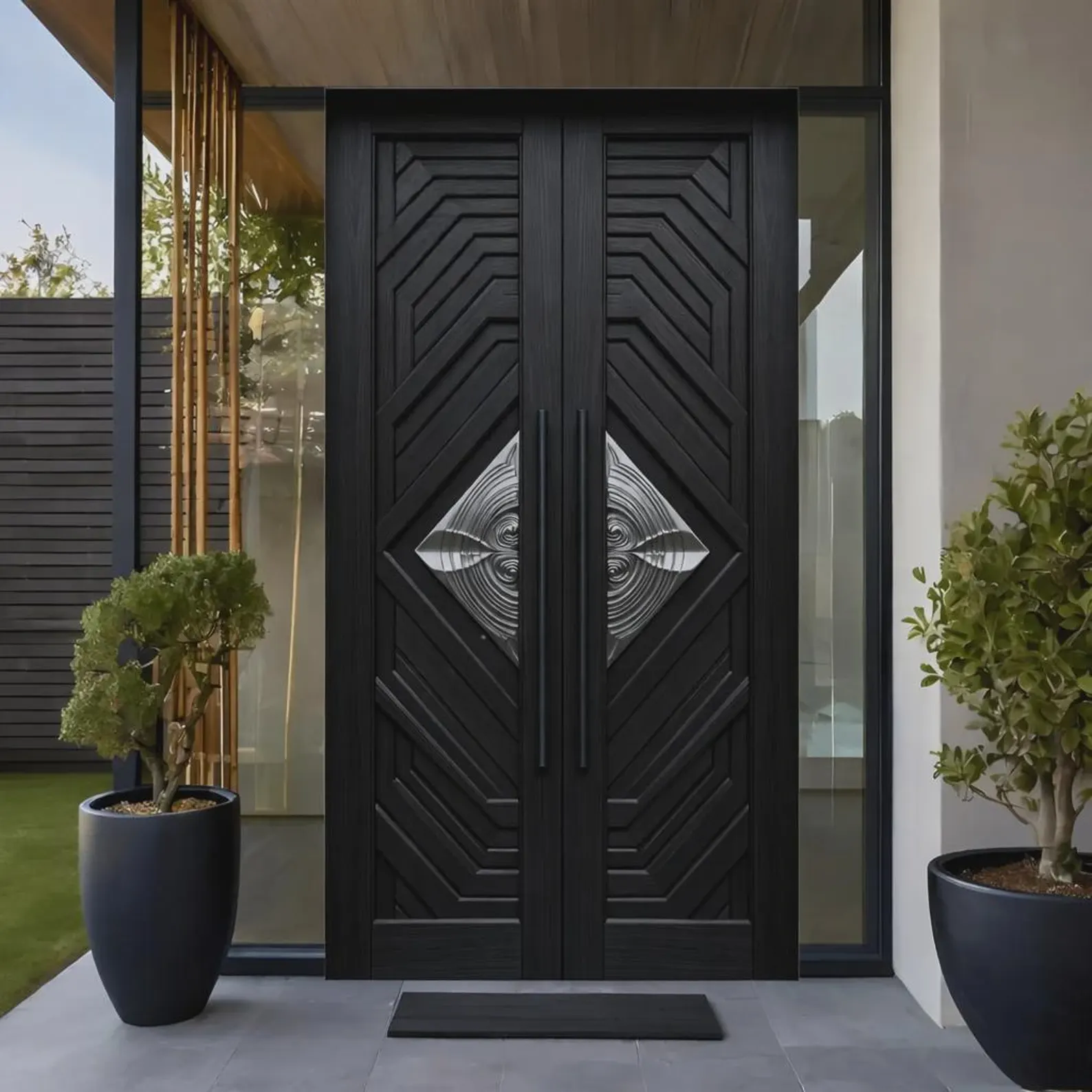 Hand-Carved Teak Wood Double Door: Sagwan Entrance, Custom Size Available - Image 4