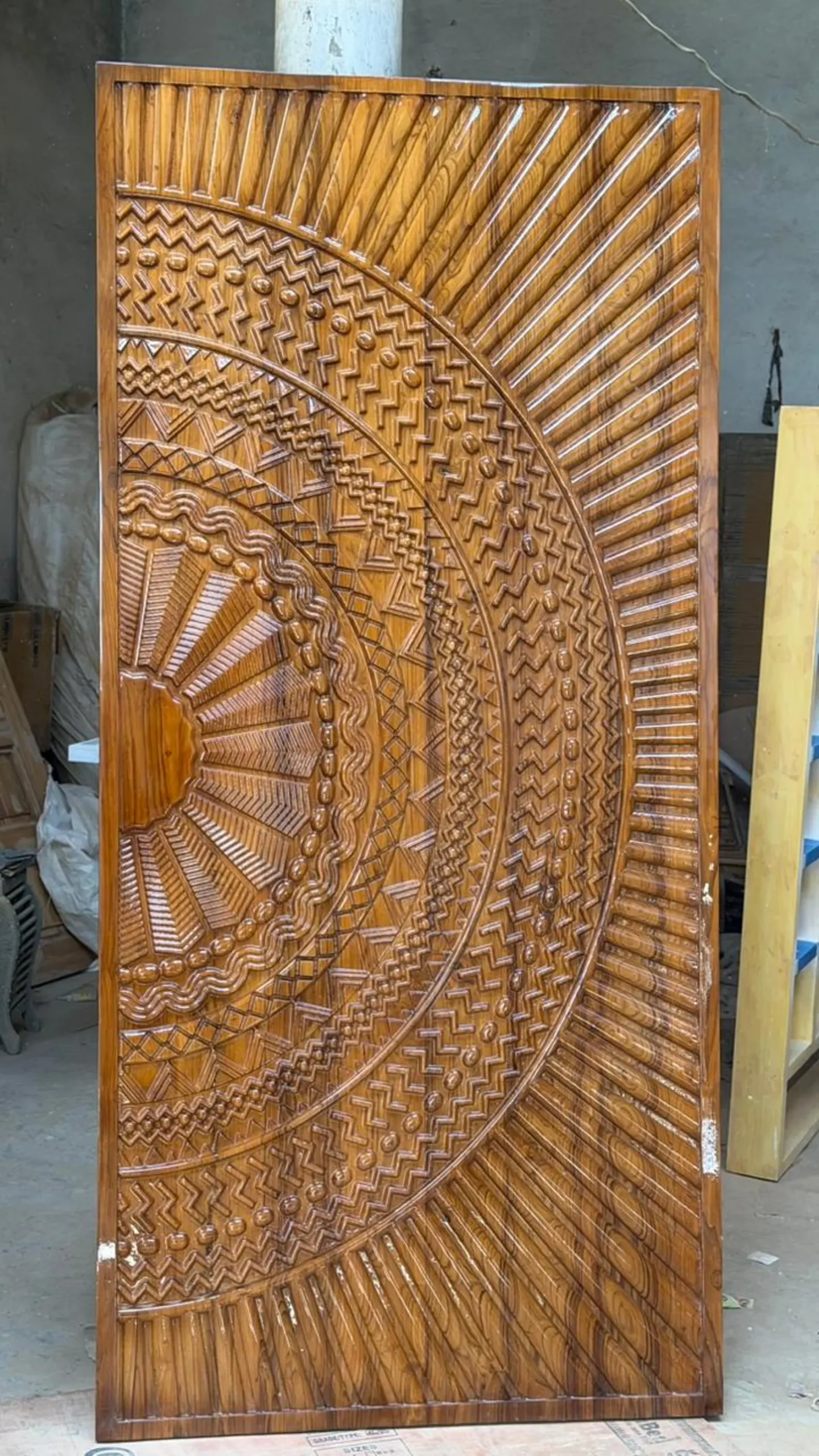 Hand-Carved Teak Wood Entrance Door: Sagwan Off-White Finish - Image 4