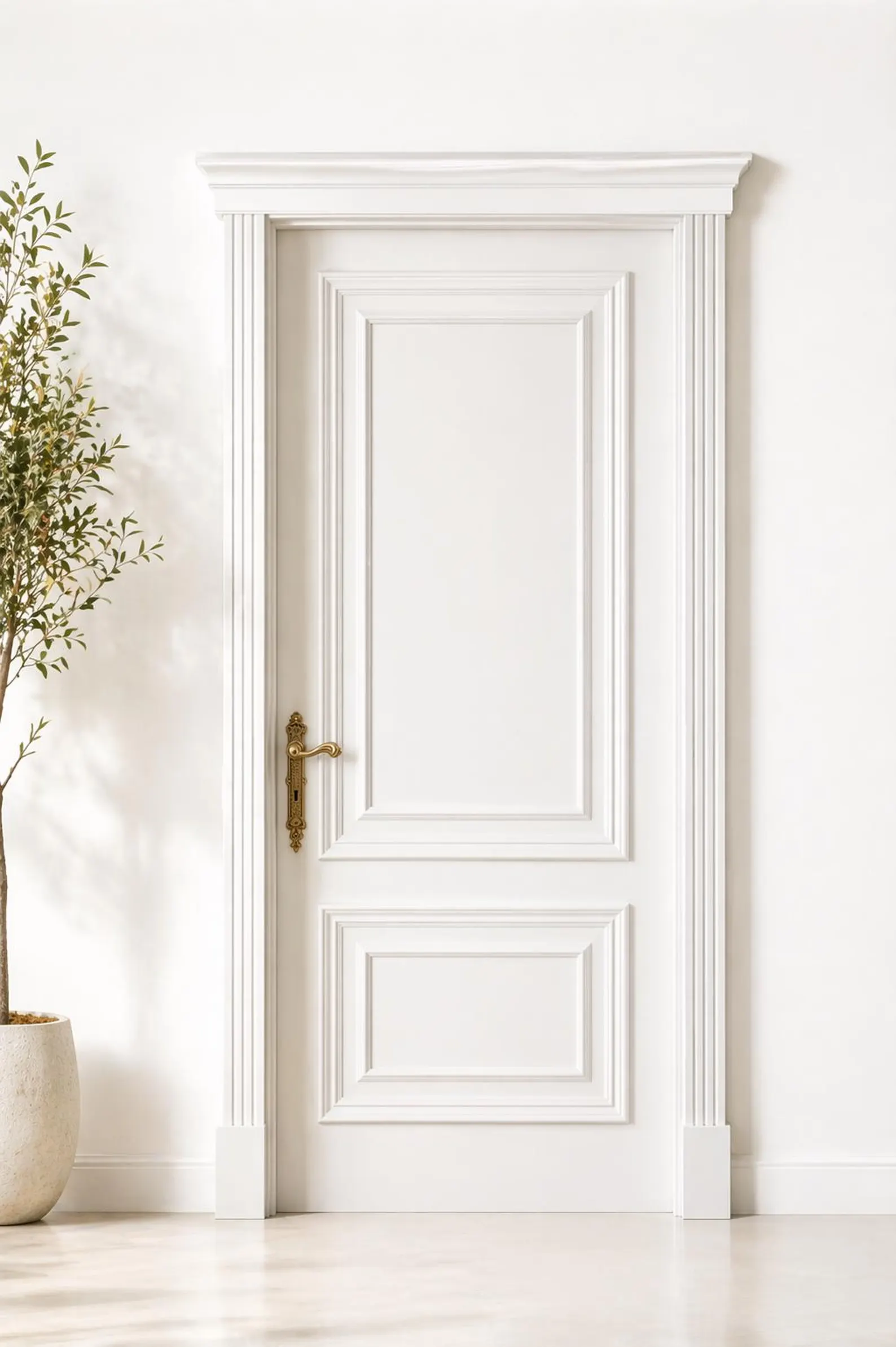 Hand-Carved Teak Wood Entrance Door: Sagwan White Finish