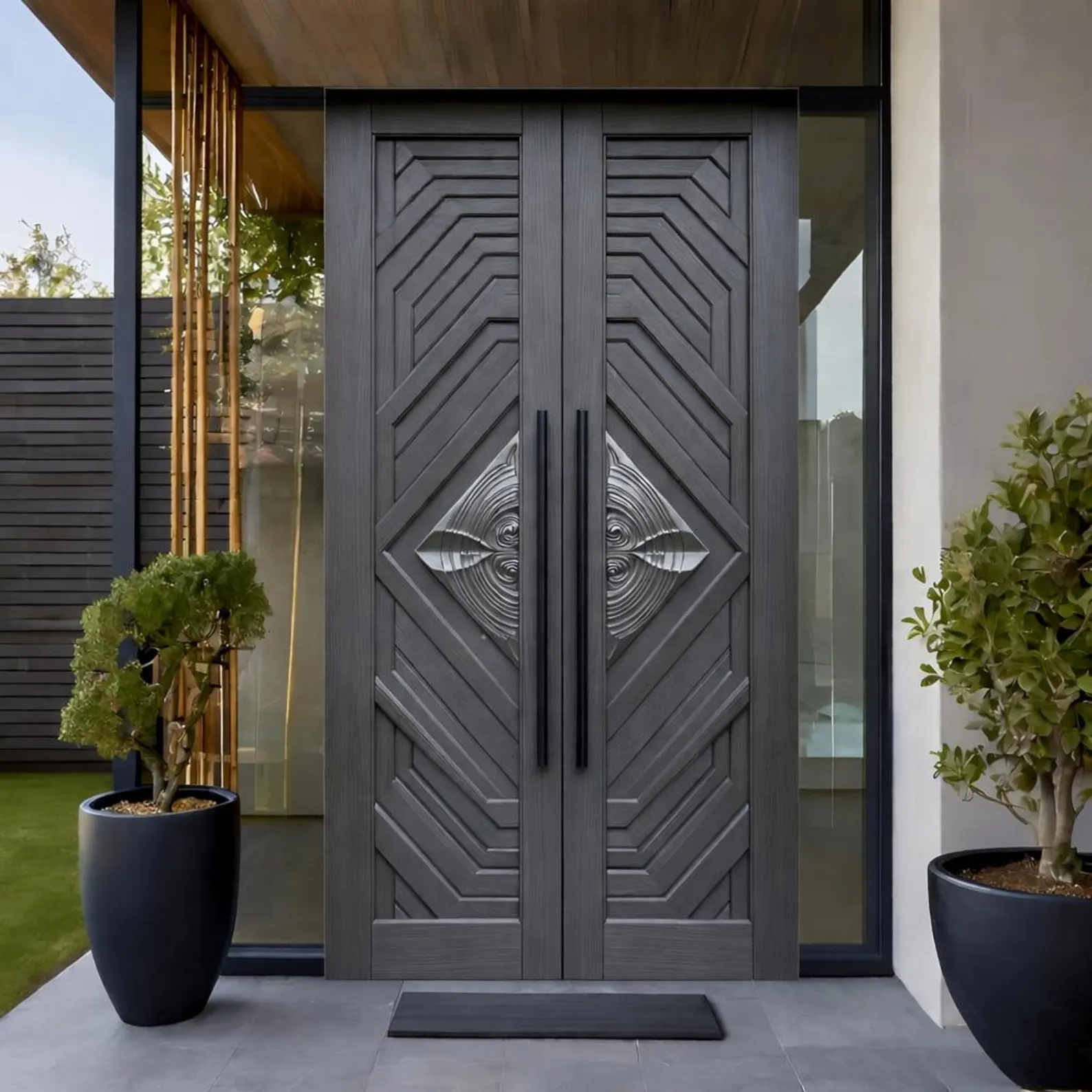 Hand-Carved Teak Wood Double Door: Sagwan Entrance, Custom Size Available - Image 5