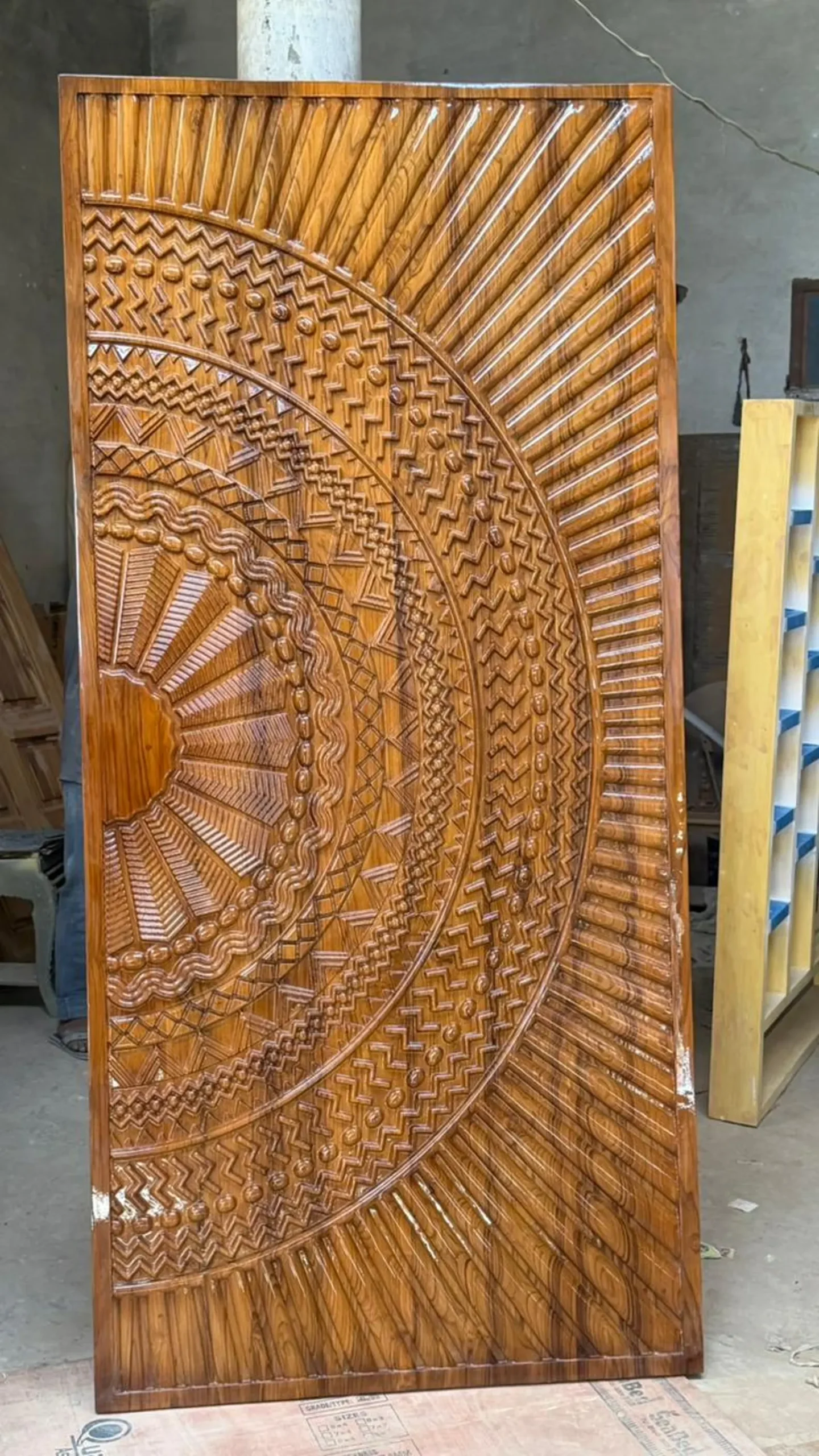 Hand-Carved Teak Wood Entrance Door: Sagwan Off-White Finish - Image 5