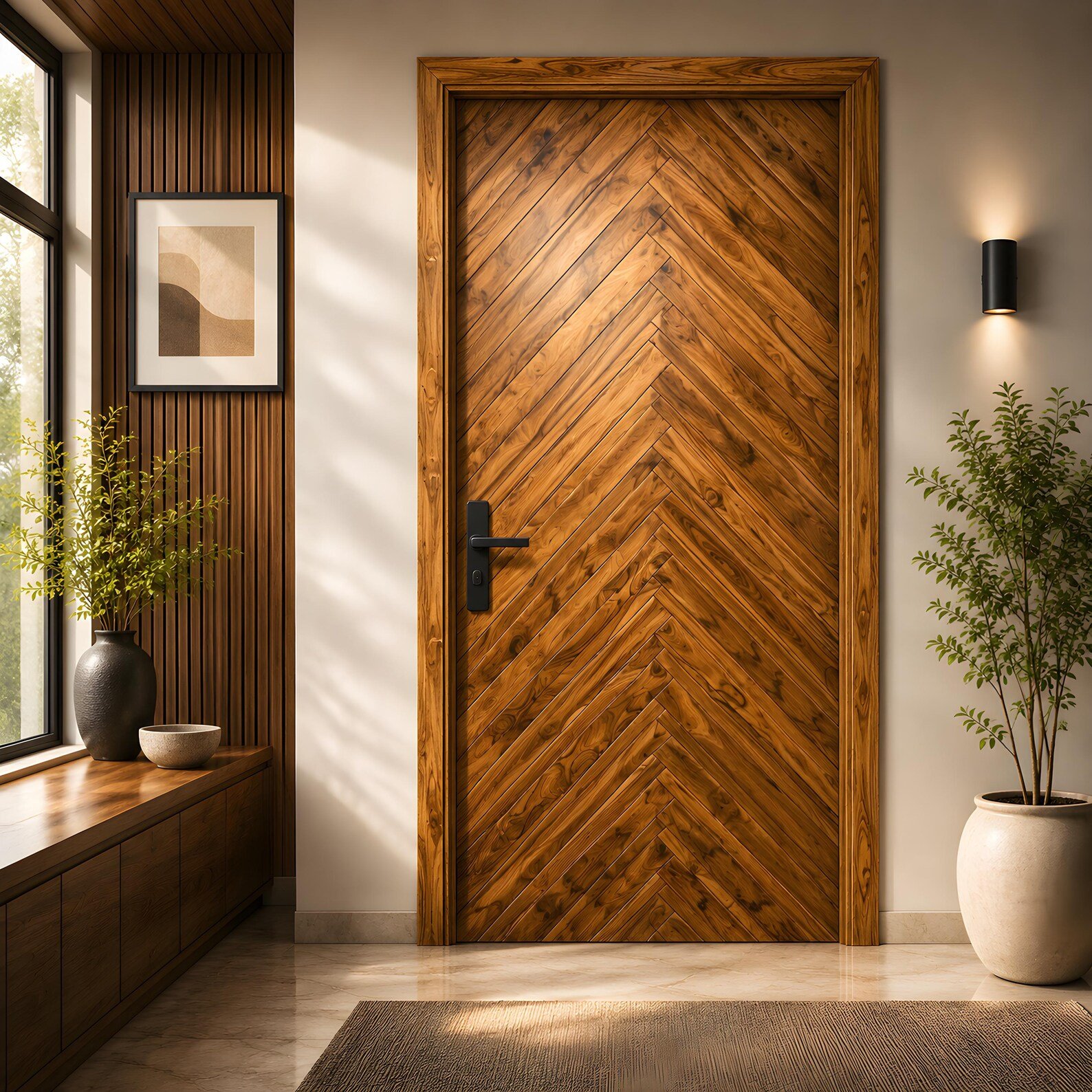 Hand-Carved Teak Wood Entrance Main Door - Sagwan Elegant Design