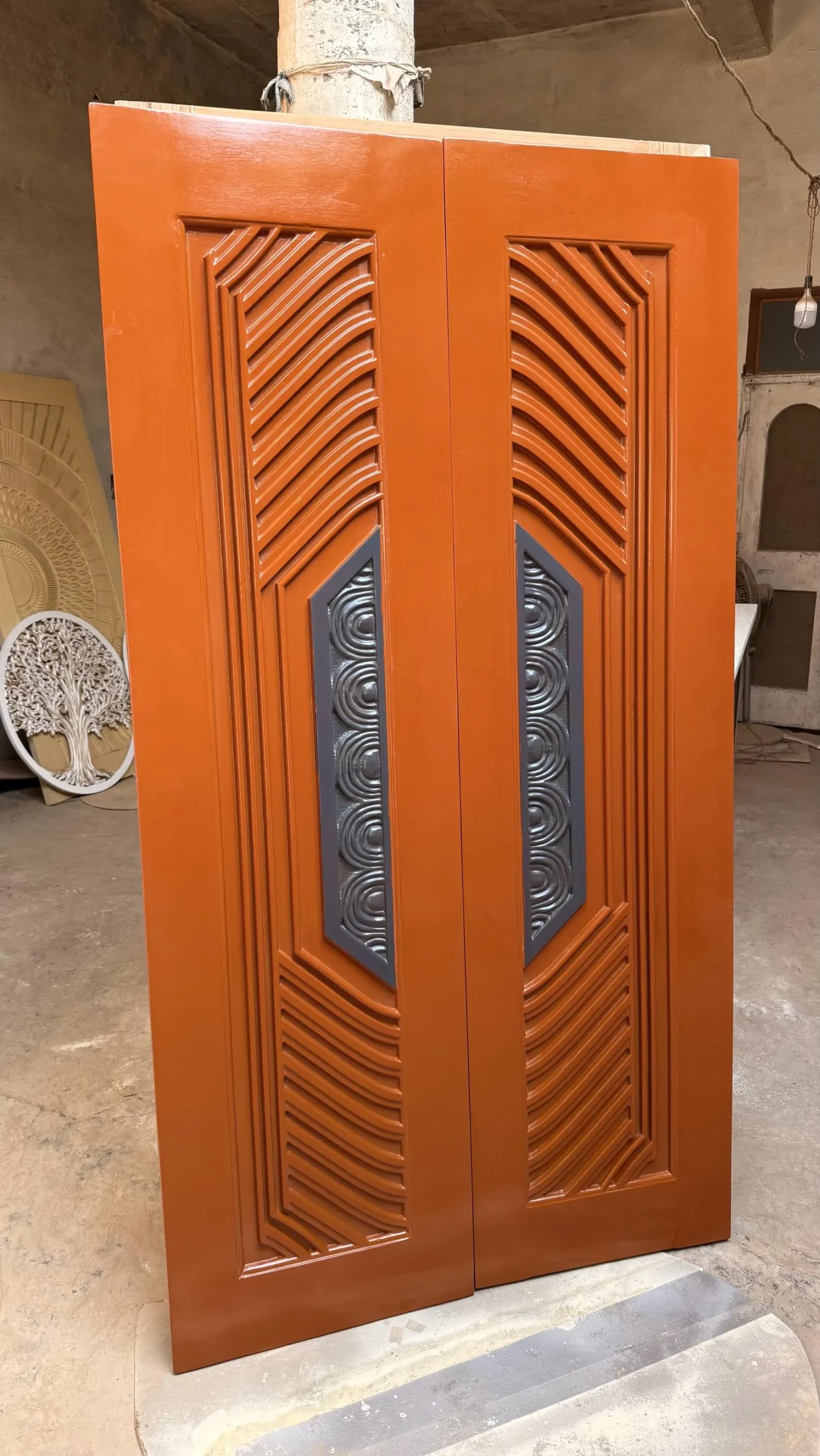 Hand-Carved Teak Wood Double Door: Elegant Sagwan Entrance - Image 4