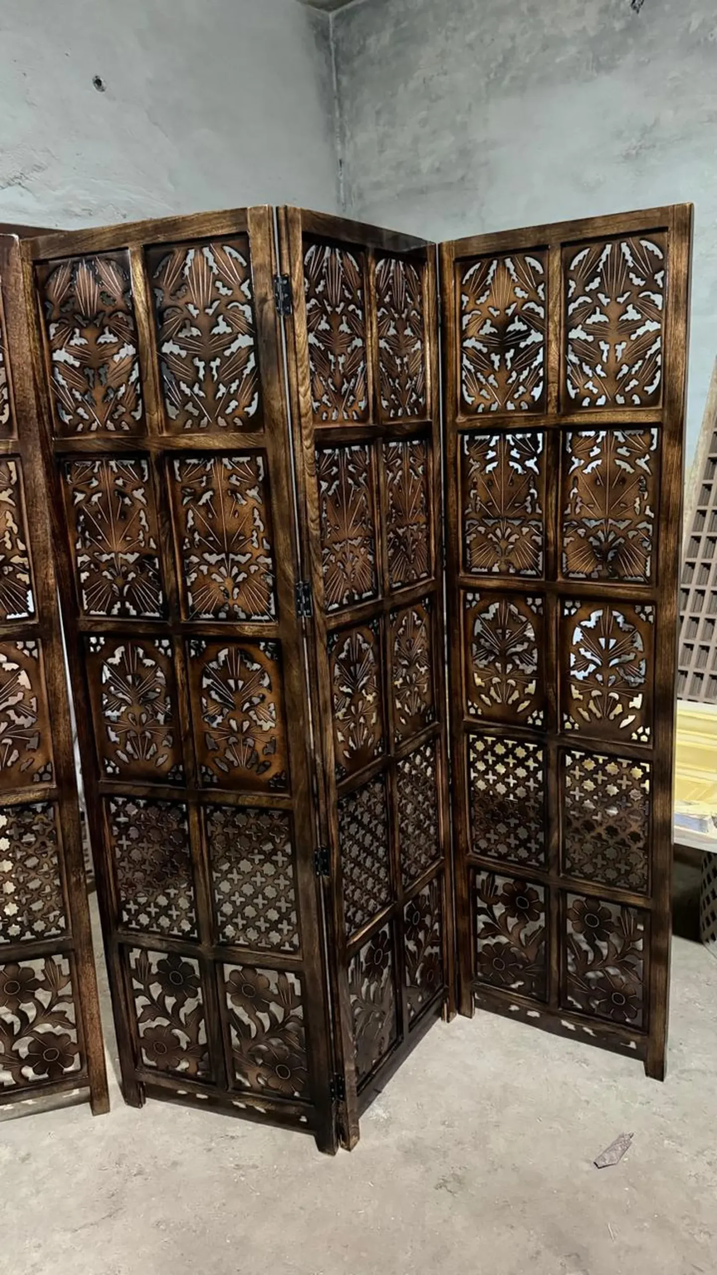 Handcrafted Wooden Room Divider Partition 6 ft Foldable Privacy Screen Customizable - Image 2