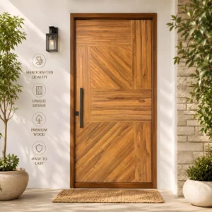 Hand-Carved Teak Wood Entrance Door - Sagwan Elegant Design