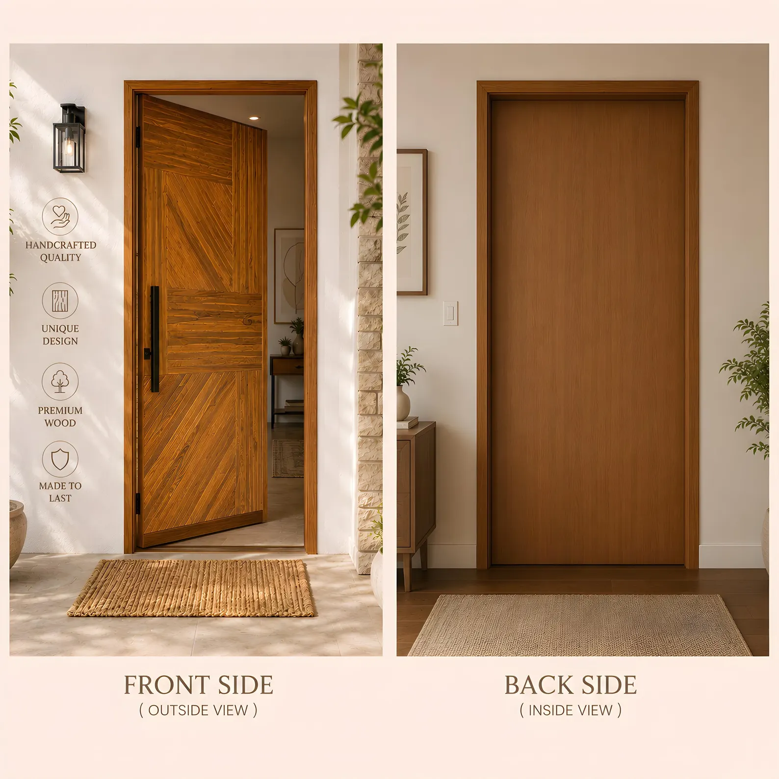 Hand-Carved Teak Wood Entrance Door - Sagwan Elegant Design - Image 5