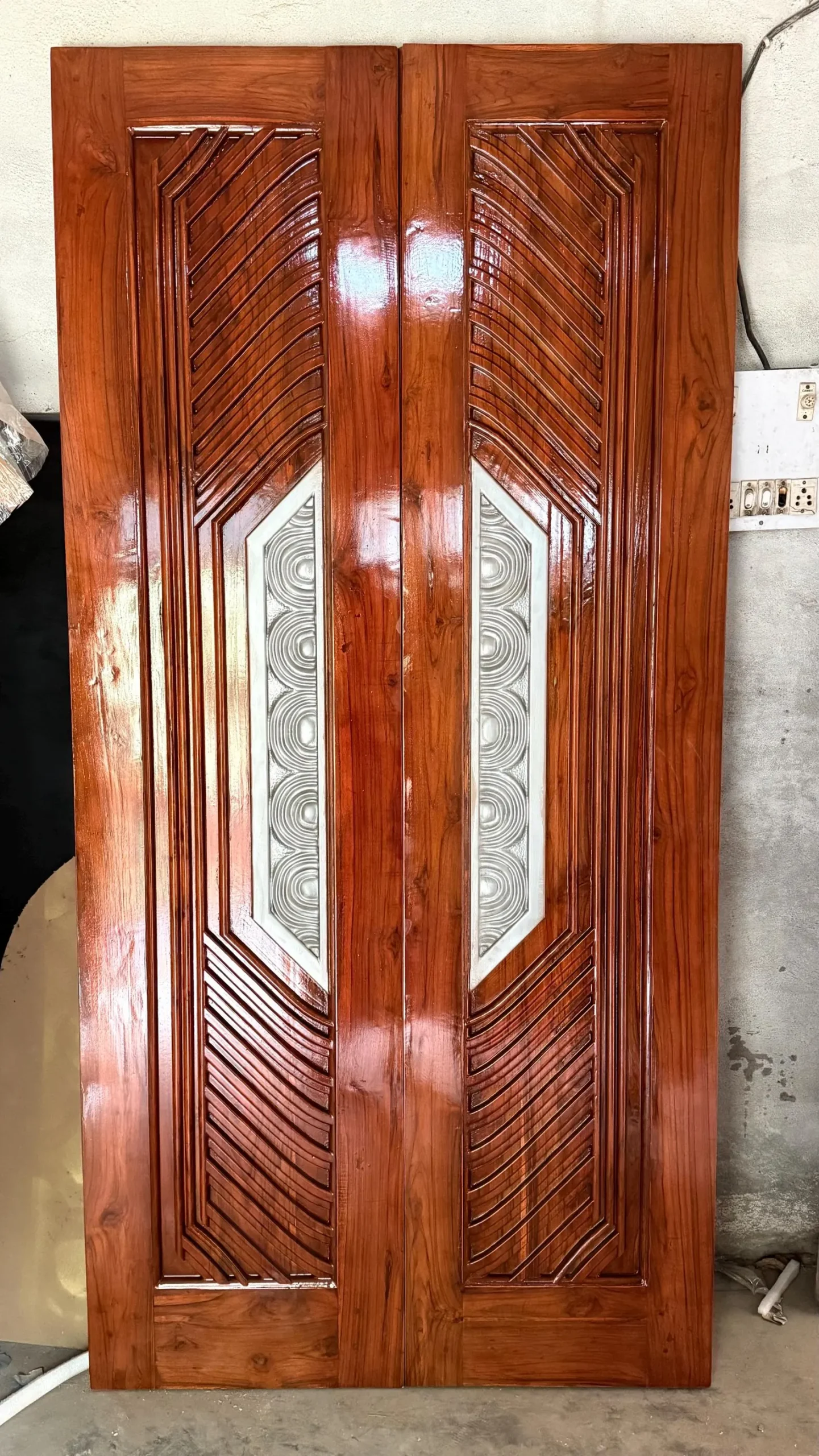 Hand-Carved Teak Wood Double Door: Elegant Sagwan Entrance - Image 5