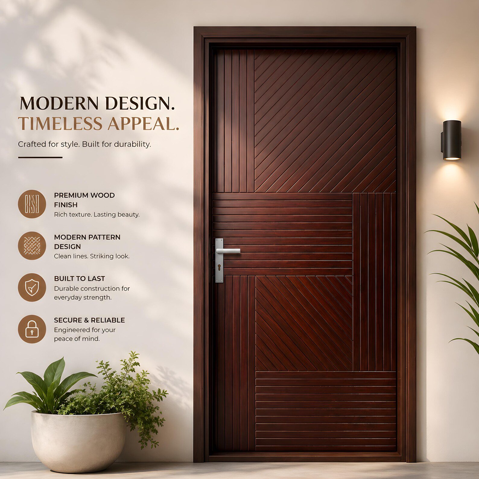 Hand-Carved Teak Wood Entrance Door - Sagwan Elegant Design - Image 2