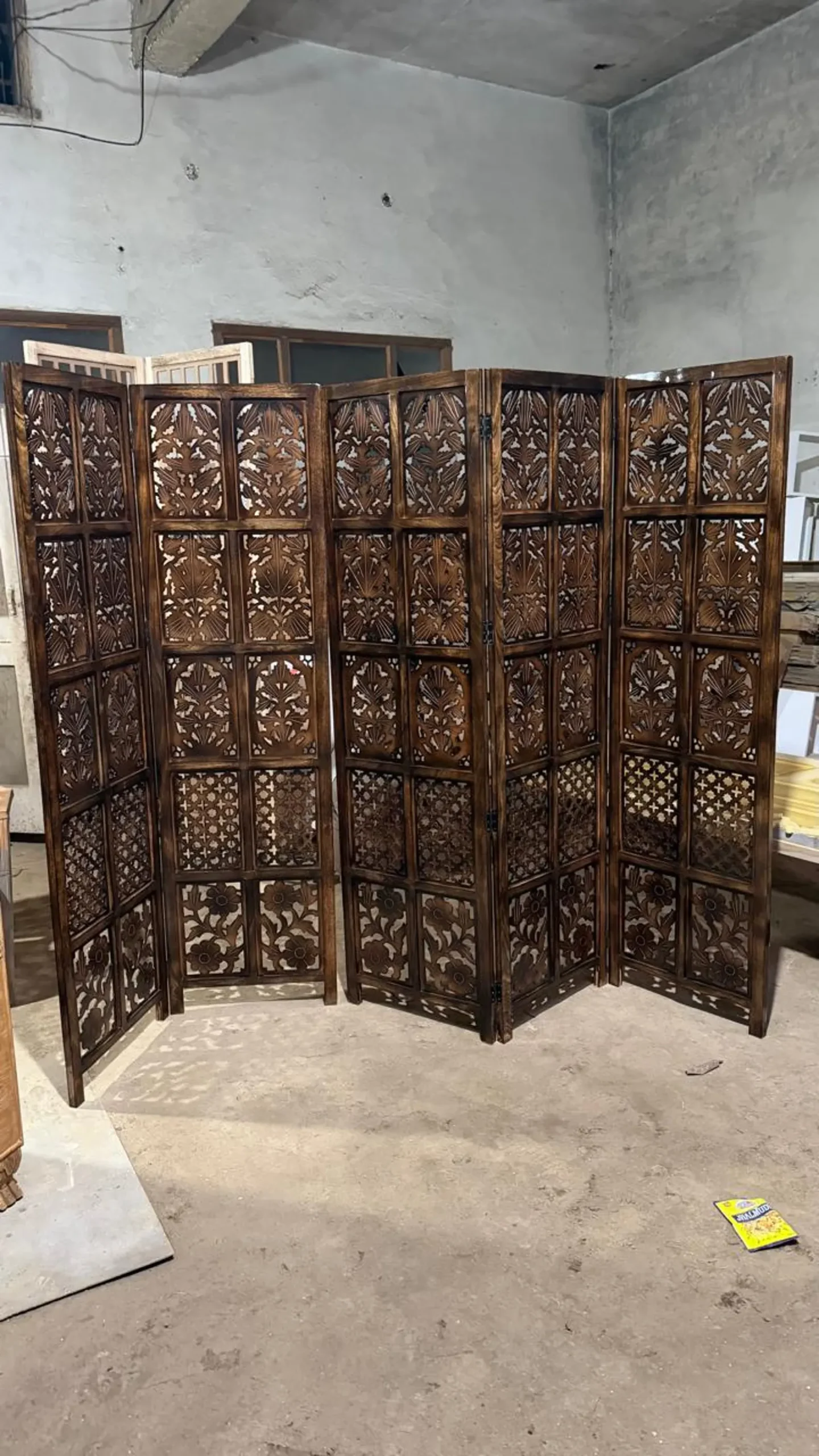 Handcrafted Wooden Room Divider Partition 6 ft Foldable Privacy Screen Customizable - Image 3