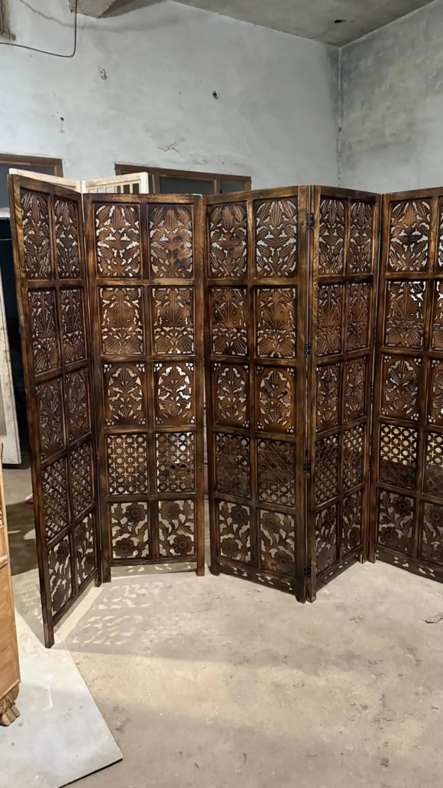 Handcrafted Wooden Room Divider Partition 6 ft Foldable Privacy Screen Customizable