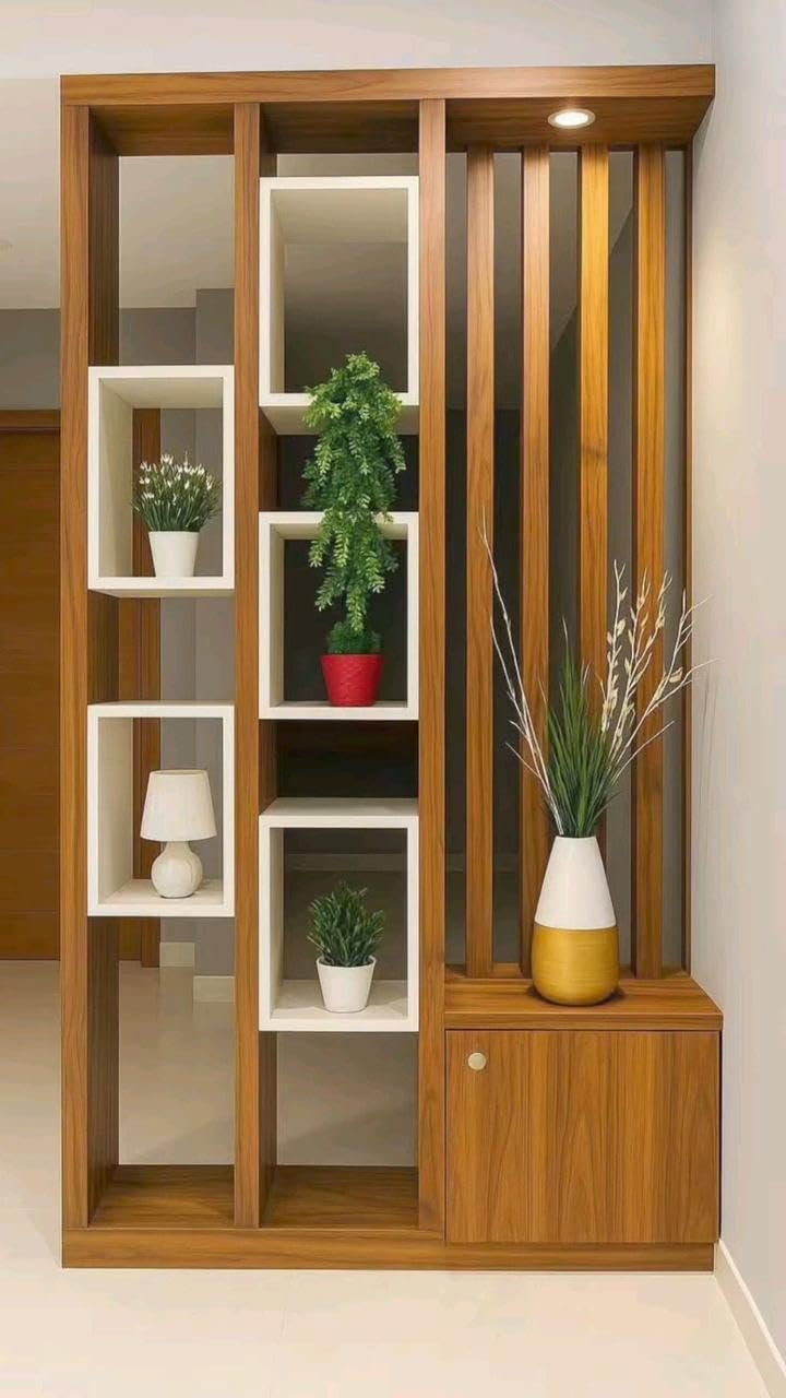 Solid Mango Wood Room Divider 72” x 48” | Wooden Partition Wall with Shelves | Modern Display Unit & Space Separator for Living Room | Custom Size & Finish Available