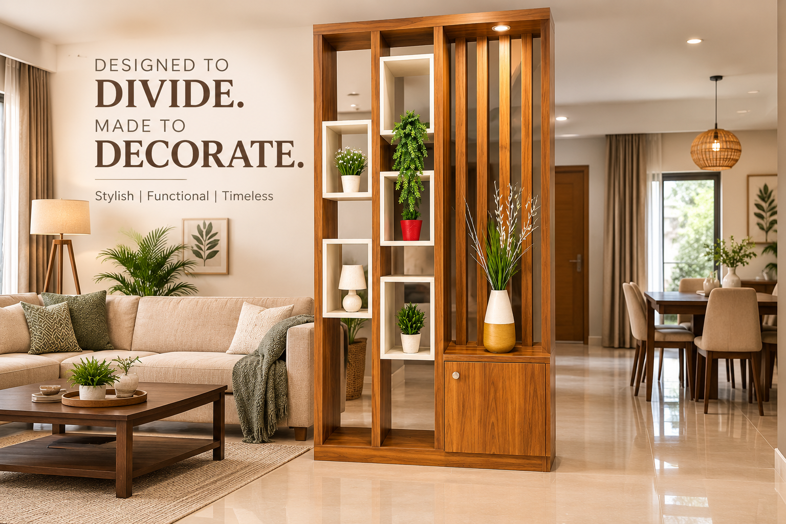Solid Mango Wood Room Divider 72” x 48” | Wooden Partition Wall with Shelves | Modern Display Unit & Space Separator for Living Room | Custom Size & Finish Available - Image 5