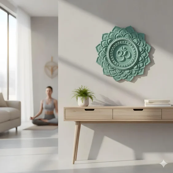 Om Lotus Mandala Wall Art, Spiritual Wall Decor, Meditation Room Accent, Custom Size Color