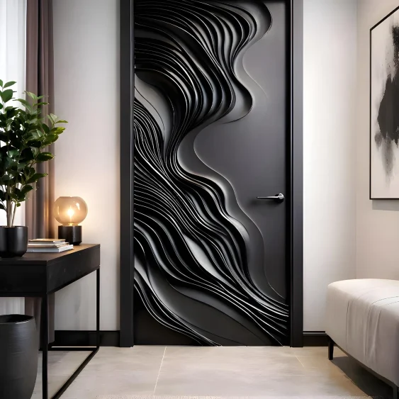 Hand-Carved Teak Wood Entrance Door Grey – Sagwan MKH KRAFTS – Elegant Design Customizable